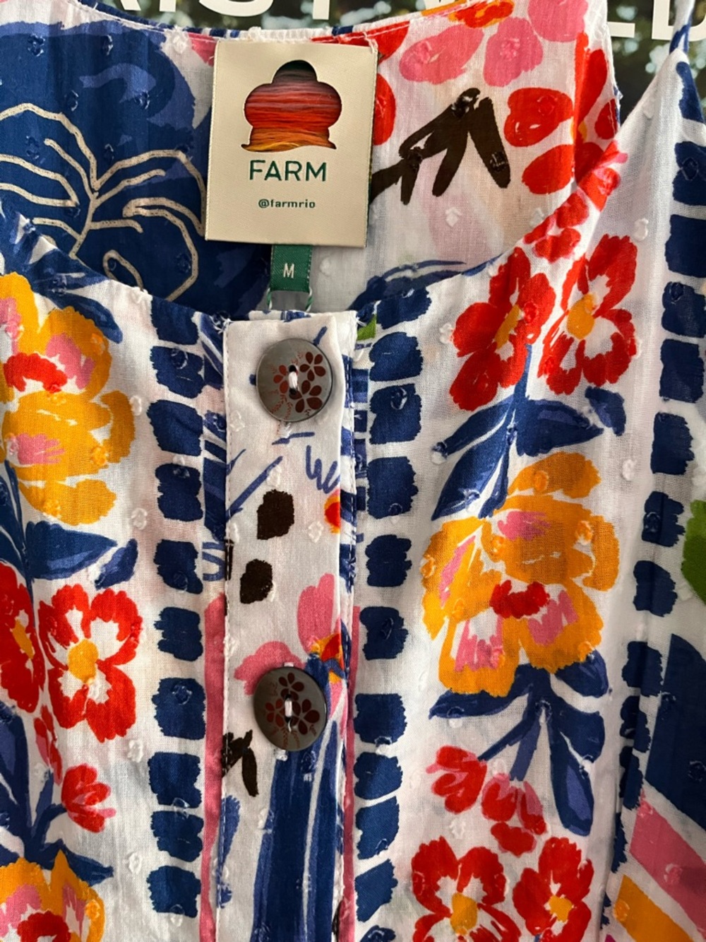 FARM Rio White Multicolor Floral Button-Front Top - Picture 5 of 8